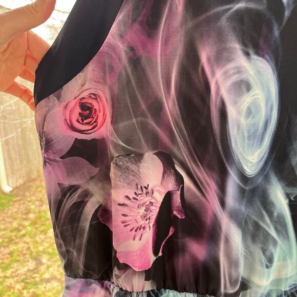 Amanda Uprichard Colorful Ethereal Rose Print Dress 100% Silk Size L - Picture 6 of 10